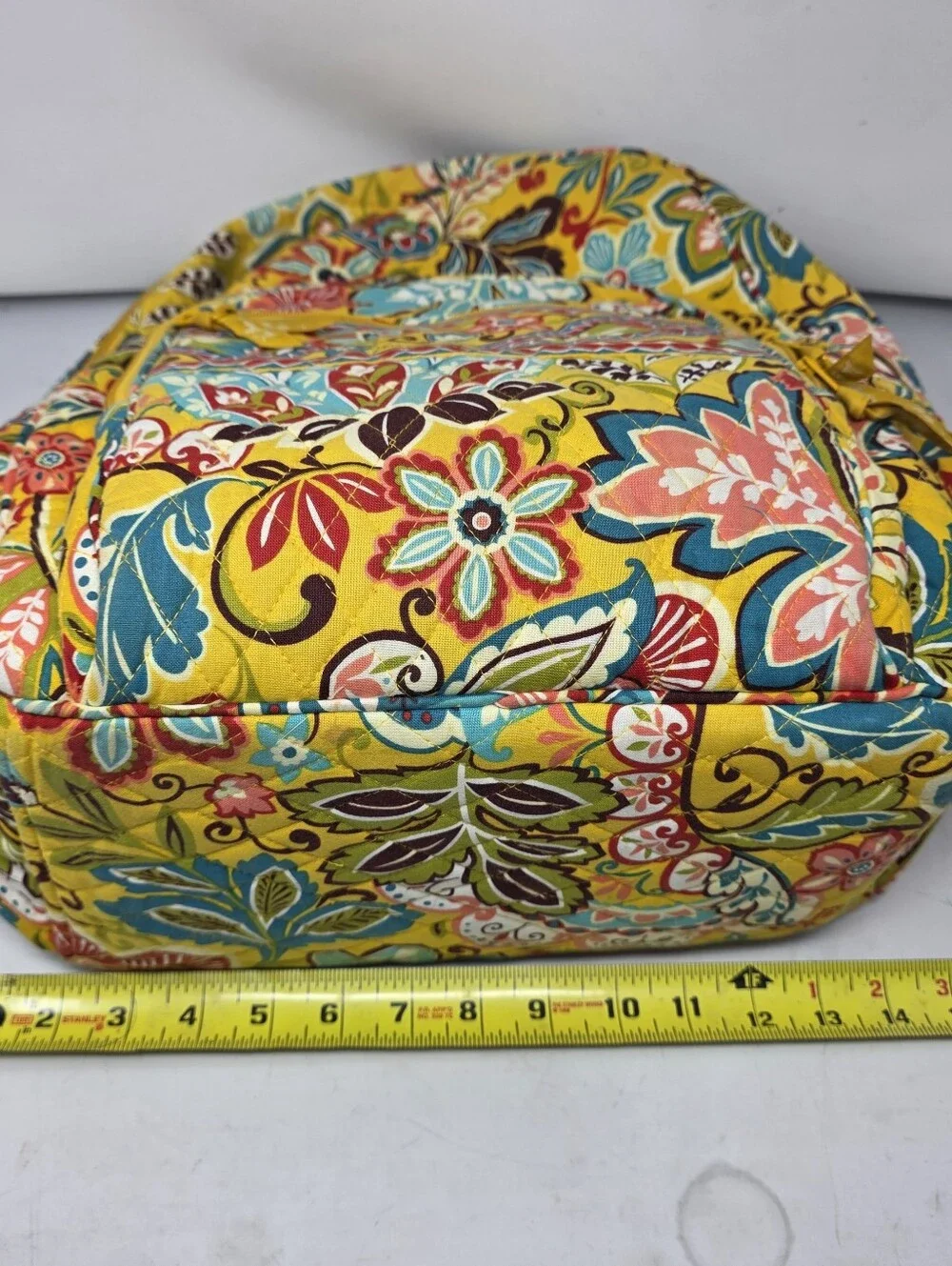 Vera Bradley Provencial  Yellow Quilted Backpack Organizer & Laptop Sleeve